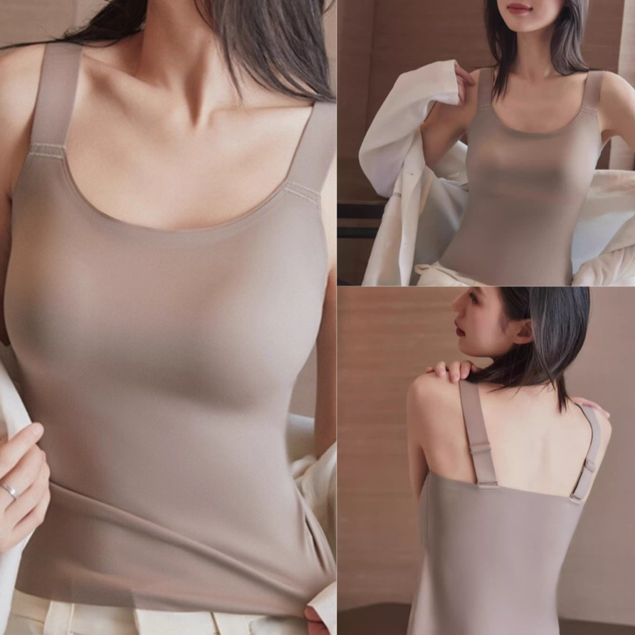 Local shipping⚡Large Size Camisole Women With Chest Pad No Bra Autumn Winter