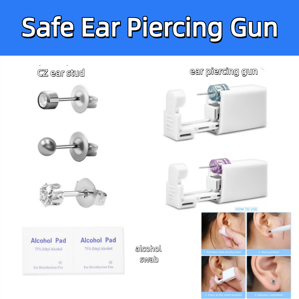 Second Generation Disposable Ear Gun Stainless Steel Earrings Professional Ear Stud Gun Piercing Handy Tool Set