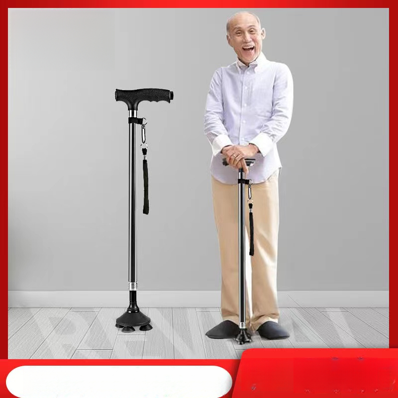 Elderly Crutches Shock-resistant Crutches Big Four-legged Cane、walking aid、walking cane、tongkat orang tua、tongkat lipat、 4 kaki、Foldable walking stick for elderly、tongkat kaki 4、拐杖椅子-- *-