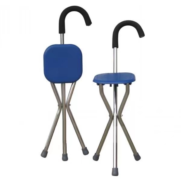 Cane Stool Thickened Stainless Steel Elderly Outdoor Travel Cane Chair 、walking aid、walking cane、tongkat orang tua、tongkat lipat、tongkat 4 kaki、Foldable walking stick for elderly、tongkat kaki 4、拐杖椅子&&& --