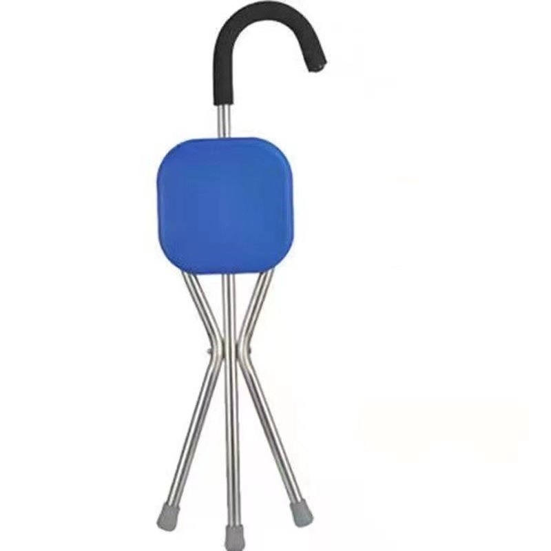 Cane Stool Thickened Stainless Steel Elderly Outdoor Travel Cane Chair、walking aid、walking cane、tongkat orang tua、tongkat lipat、tongkat 4 kaki、Foldable walking stick for elderly、tongkat kaki 4、拐杖椅子 ** & *