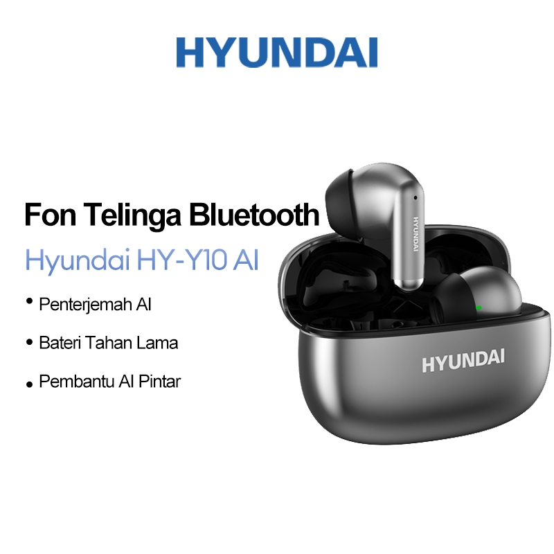 Hyundai HY-Y10 AI Edition Bluetooth Earphone and Wireless TWS Earbuds with AI Translator AI Drawing and AI Assistant plus HiFi Sound and 24H Battery Life