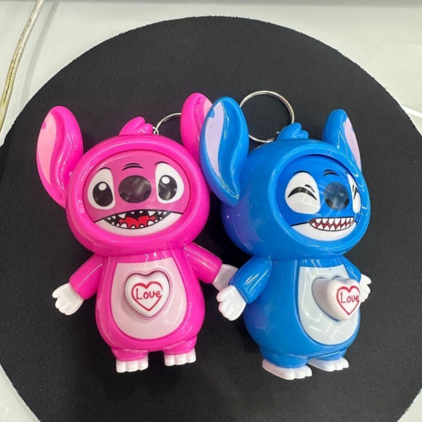 Stitch Face Changing Keychains Anime Change Expressions Couple Key Ring Bags Doll Pendant Decor Kids Toy Best Friend Gift