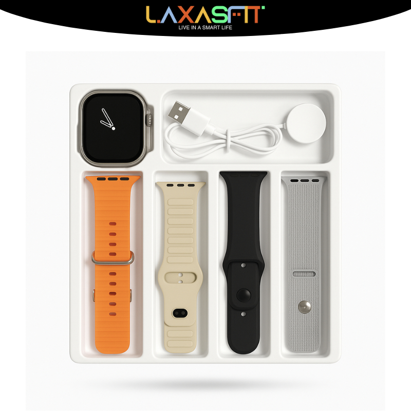 T20 Ultra2 Smartwatch 4-in-1 Strap Set | Unisex Fitness Bracelet with Bluetooth Calling, Heart Rate & Sleep Monitor, Multi-Sport Modes, Wireless Charging | Jam Pintar