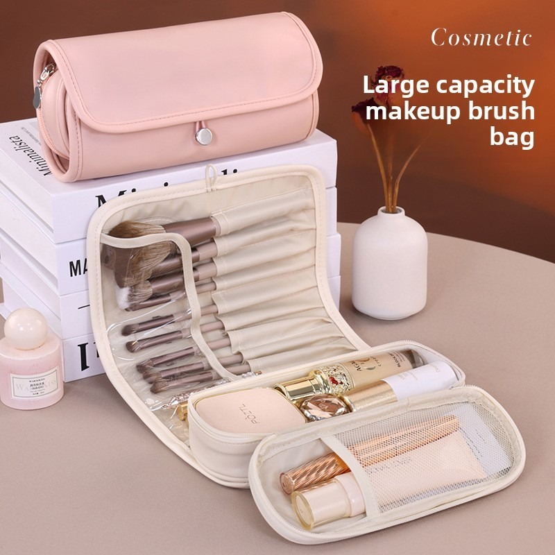 Multi-Folded Professional Makeup & Brush Organizer Bag for Cross-Border Beauty