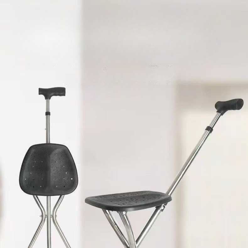 Walking Cane Stool Elderly Anti-slip Folding Walking Cane Chair 、walking aid、walking cane、tongkat orang tua、tongkat lipat、tongkat 4 kaki、Foldable walking stick for elderly、tongkat kaki 4、拐杖椅子& - & -