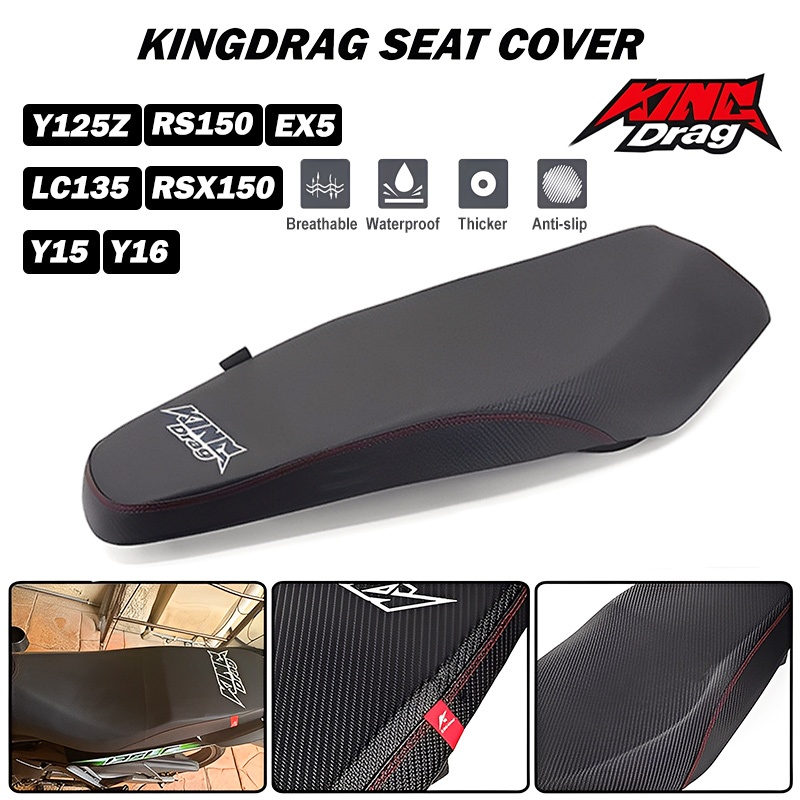 KingDrag Seat Cover Sarung Cushion Y15 V1 V2 Y16 Lc135 V2-V8 Y125z Ex5 Rs150/Rsx150 Carbon Seat Cover Seat Motor