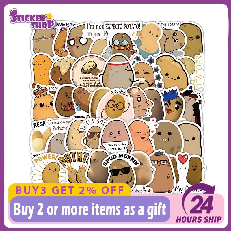60PCS Funny Potato Meme Stickers Decorative Phone Water Cup Waterproof Sticker Fan Gift