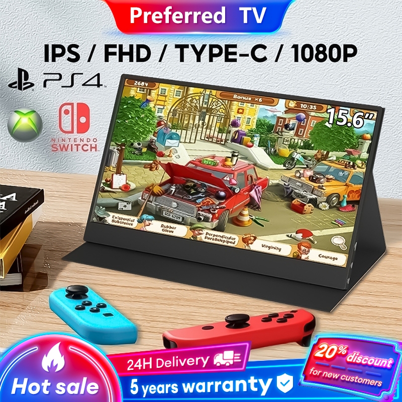 Portable Monitor 15.6 Inch FHD 144HZ 2K IPS Monitor For Game PS4 Switch Ultra Thin Body 1080P