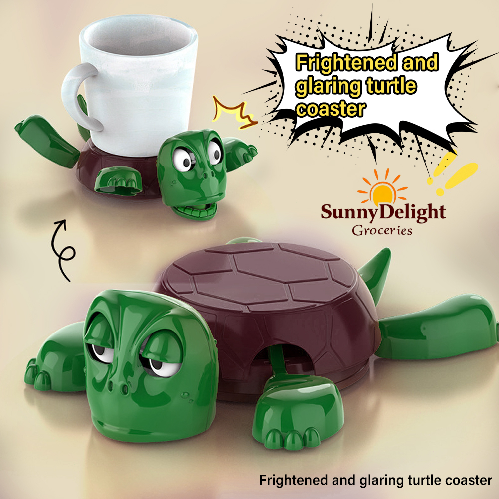 Creative Turtle Gravity Water Cup Coaster Household Funny Pressing Startled Expression Coasters Coffee Mug Mat Desk Decoration