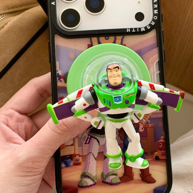 Three-Dimensional Magnetic Bracket Buzz Lightyear Toy Story Foldable Retractable Airbag Bracket Niche Creative Lazy Handy Tool Portable Cute Cartoon Anime Simple Fashionable Drama Handy