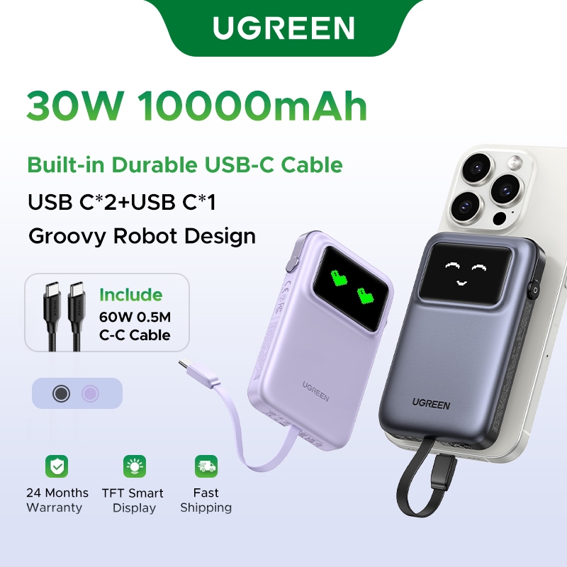 UGREEN 10000mAh Powerbank 30W Charger UGREEN UNO Charger PD QC Fast Charging Compatible with iPhone 18 Pro Max