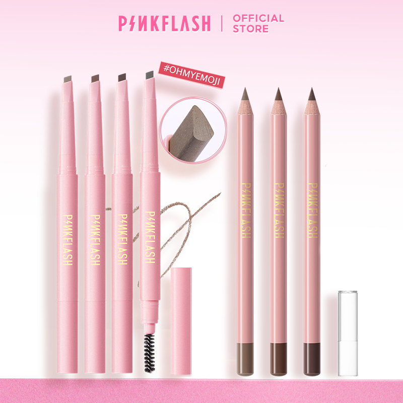 PINKFLASH OhMyEmoji Eyebrow Waterproof Durable Soft Eye Brow Pencil Automatic With Brush Double Head