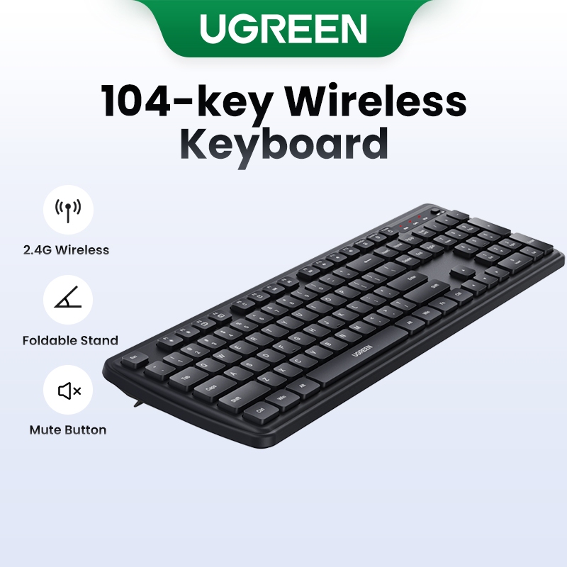 UGREEN 2.4G Wireless Slient Keyboard Ergonomic Design 