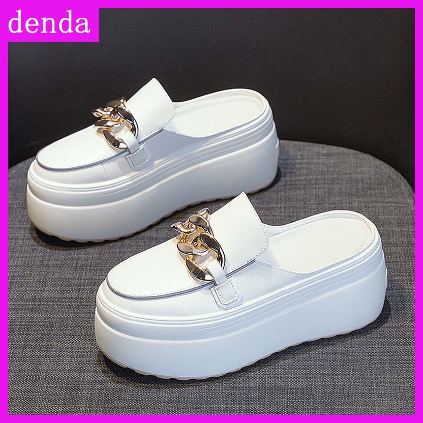 Baotou Half Slippers Women's Outer Wear Fashionable All-Match Thick-Soled Heightened No Heel