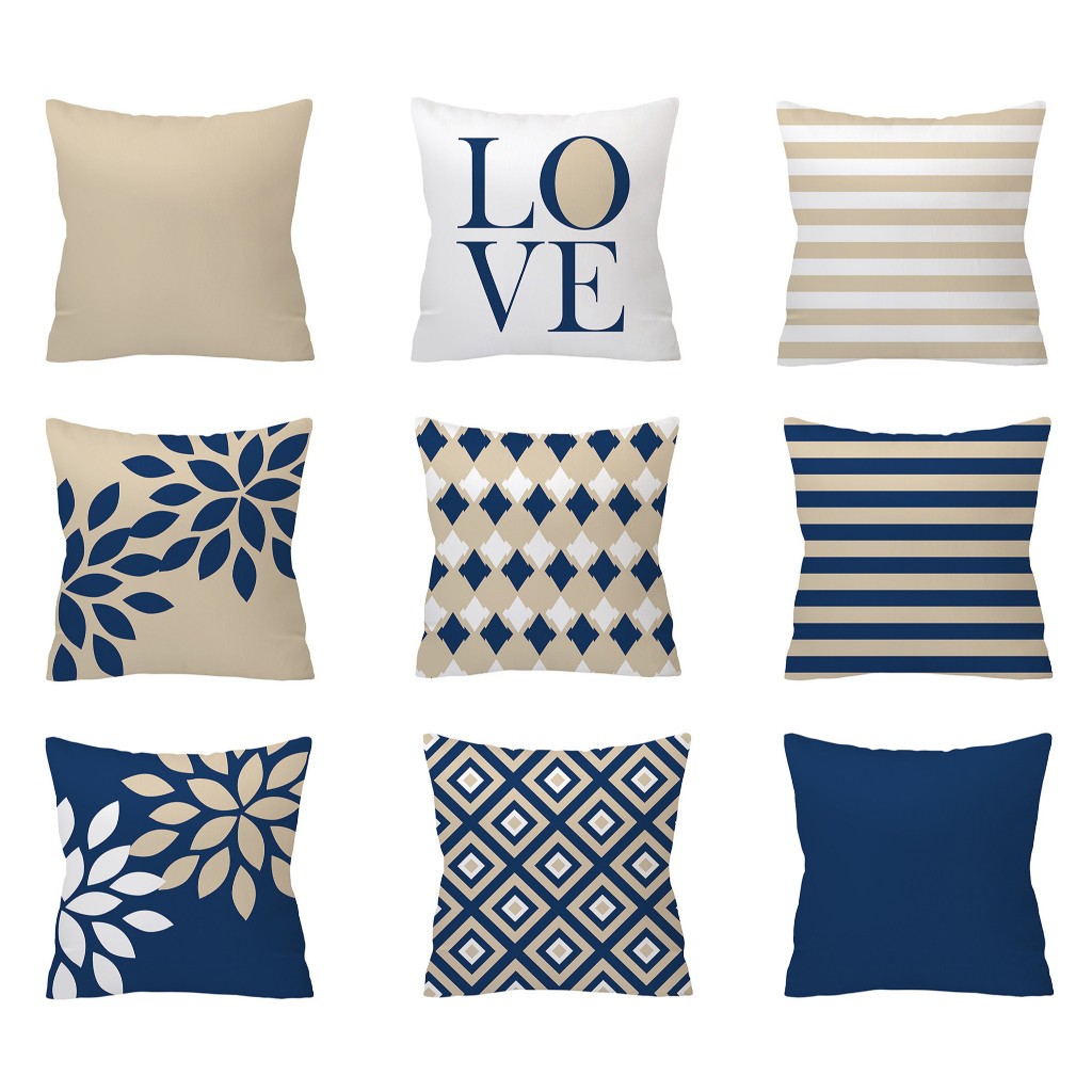 70×70.65×65.60×60.55×55.50×50.45×45.40×40.Brown blue pillowcases.Bedding sofa cushion cover.