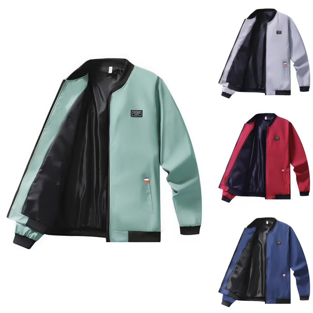 Men Jacket Slim Thin Jacket Trendy Baseball Uniform Youth Casual Stand Collar Top Jacket Men's Clothing