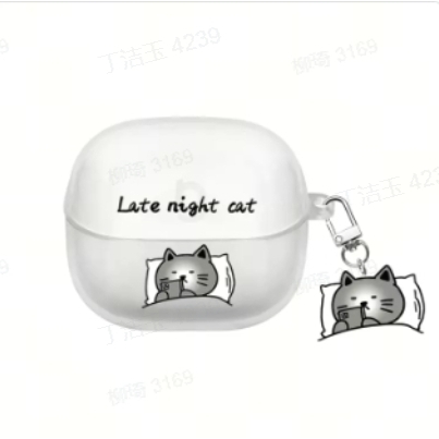 Baseus BP1 Pro Earphones Case Transparent Shell Protective Cute Dog Late Night Cat