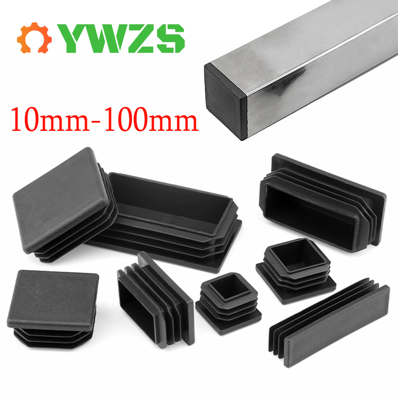 10mm-100mm Black Blanking End Caps Square Plastic PVC Hollow Cover Furniture Table Chair Legs Pipe Hole Plug External Rubber Cap Internal Foot Pads Protector For Bracket Penutup Getah Perabot, Pelapik Meja, Tapak Kerusi & Getah Kaki Meja.