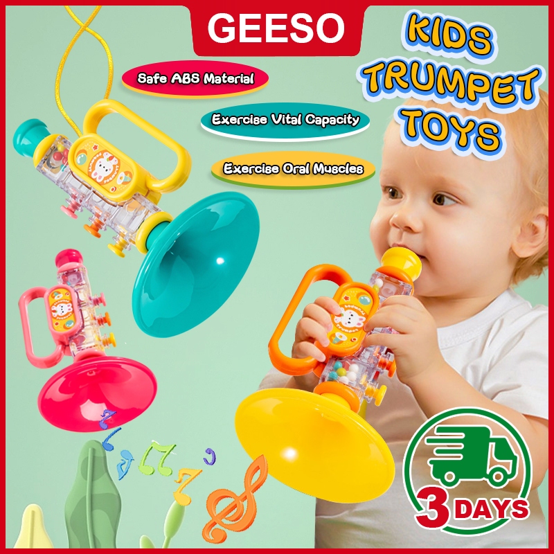 GEESO Kids Trumpet Toys Cute Cartoon Rabbit Sound Whistling Toy for Childrens Montessori Music Instruments Early Learning Games for Boys Girls 萌宠喇叭玩具