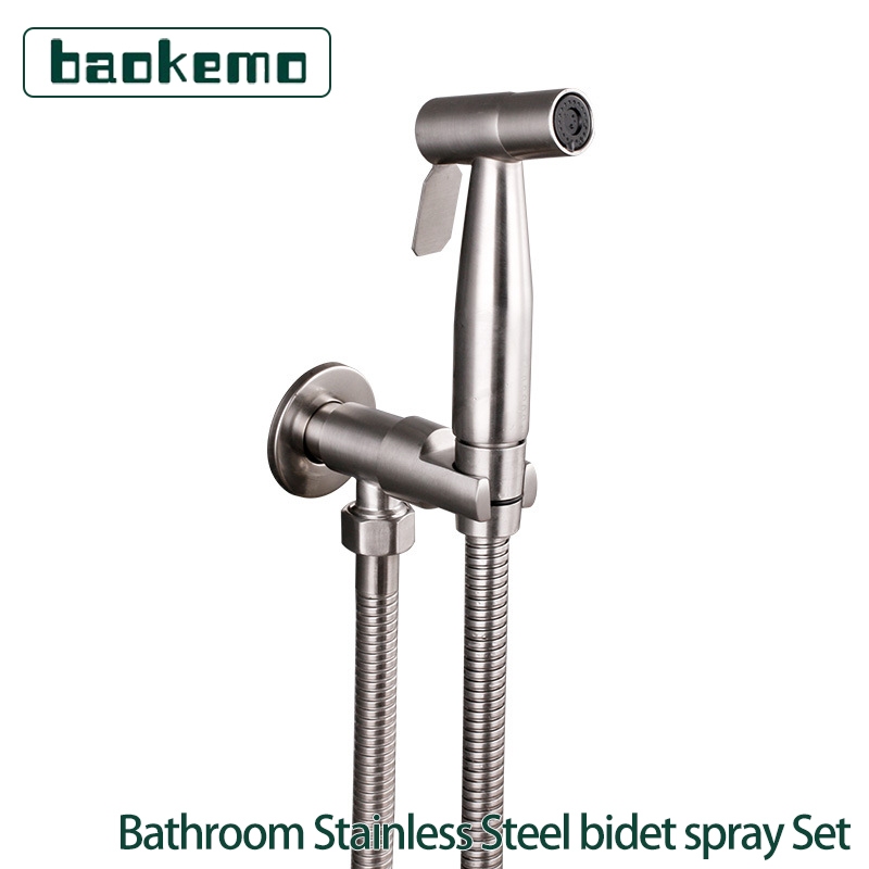 BAOKEMO Kitchen & Bathroom Stainless Steel SUS304 Bathroom Faucet ANGLE VALVE WITH BIDET SET
