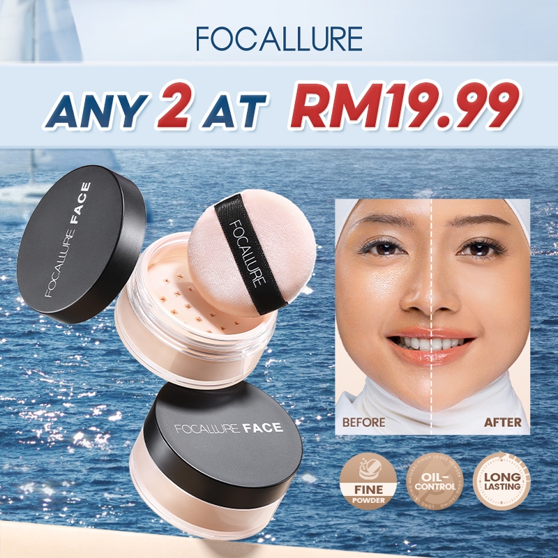 FOCALLURE Matte Oil Control Loose Setting Powder Weightless Soft-velvet Blurring With Cosmetic Puff Beauty Makeup 7g
