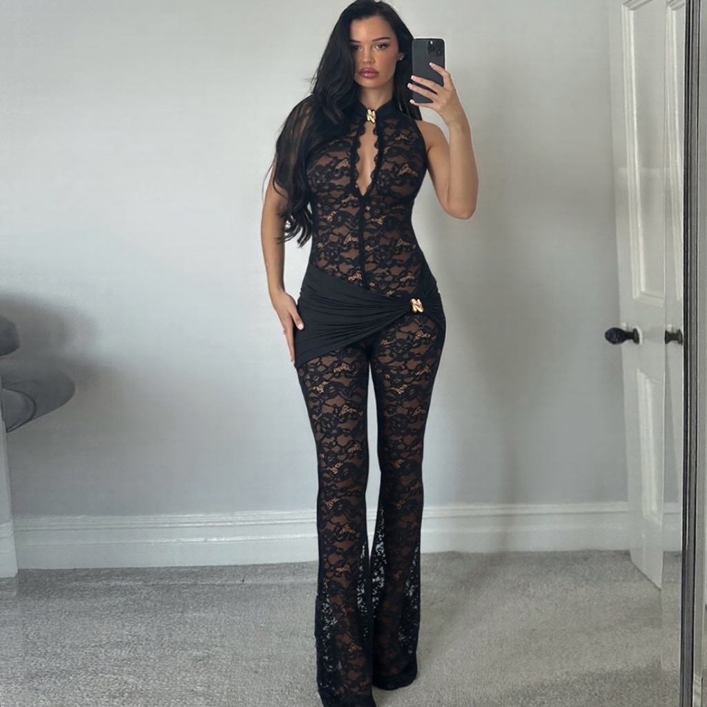 Jacquard Jumpsuit - Patchwork Ruched Waist Stretch Workout Overalls