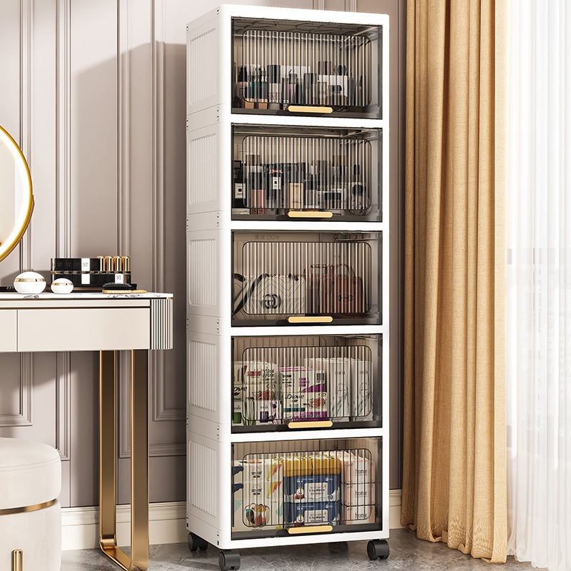 3/5 Layers Flip Storage Cabinet Large Space Transparent Almari Baju Plastik Cabinet Storage Box Kitchen Drawer Kabinet Dapur