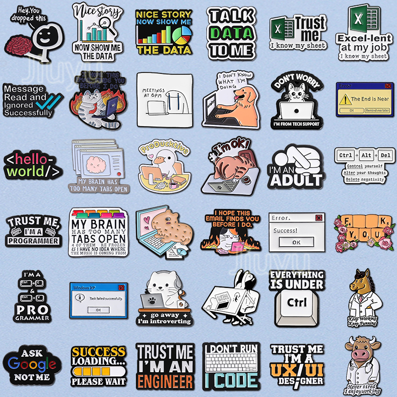 Funny Work Quotes Enamel Pin Computer Erro Brooch Everything Under Control Pins Lapel Badge on Backpack Clothing Accessories Gifts for Colleague