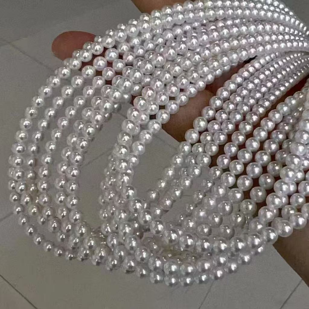 Natural Freshwater Pearl Necklace Aurora Round Flawless BABY Beads Full String Including Sterling Silver S925 Ingot Buckle Single Strap Stacking Strap