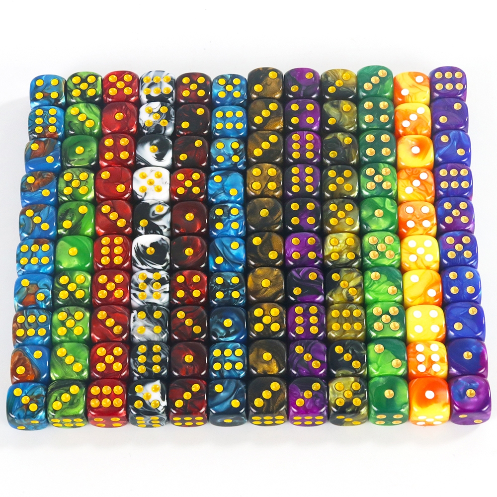 Set of 10 12mm D6 Gemini Dice Cubes,for Gambling,Boardgame with Golden Standard Dot As Game Accessories for Cube Playing