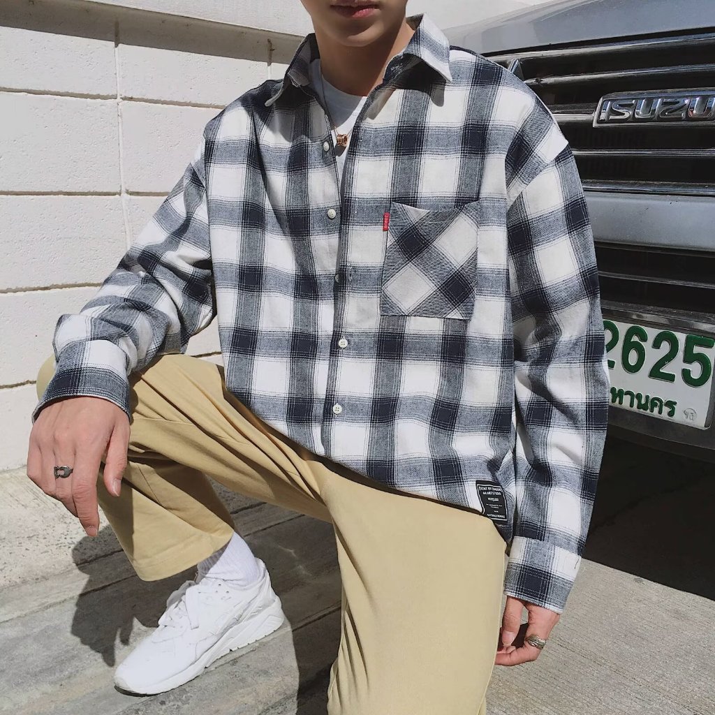 HOUCH COD Long Sleeved Flannel Shirt Men And Women Striped Premium Flannel Shirt