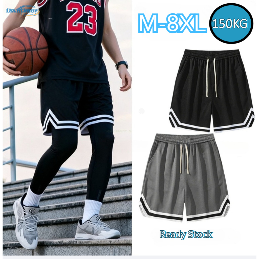 【M-10XL】Men's Plus Size Sports Shorts  Cotton Jogger Ice Silk Mesh Breathable Quick Dry Comfortable