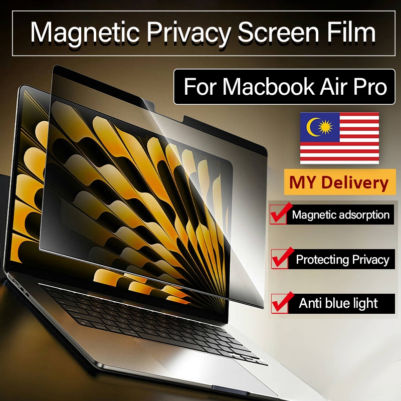 Magnetic Privacy/HD/Matte Screen Protector Film for Macbook Air M4 13.6/15 inch A3240 A3241 Pro 14 M5 A3434 Anti Blue light Sticker Skin Pro 13 16 A2338 A2991