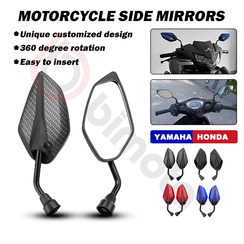 Honda Yamaha Motorcycle Rear View Mirror Universal Motosikal Cermin Sisi Side Mirror Y15 Y16 NVX LC135 RS150 EX5 SRL115 EGO WAVE DASH VARIO VF3i