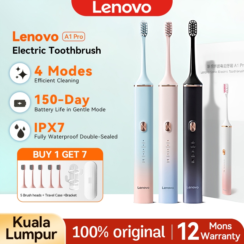 Lenovo A1 pro Digital Electric Toothbrush Deep Cleaning Technology Cordless Tooth Brush IPX7 Waterproof 12 Mode 電動牙刷