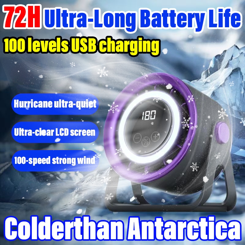 72HUltra-Long BatteryLife 100-Speed Adjustable Air Circulation Fan table fan Air Circulation Fan desk fan High-speed Quiet Fan portable table fan LED Display   desktop fan 2-in-1 Wall-mounted & Desktop Ultra-Long Standby desk fan