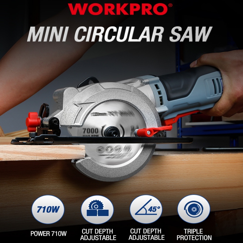 WORKPRO Electric Mini Circular Saw Power Tools 750W Multifunctional Elektrik circular Jig Saw Machine With TCT and Diamond Blade Sawing