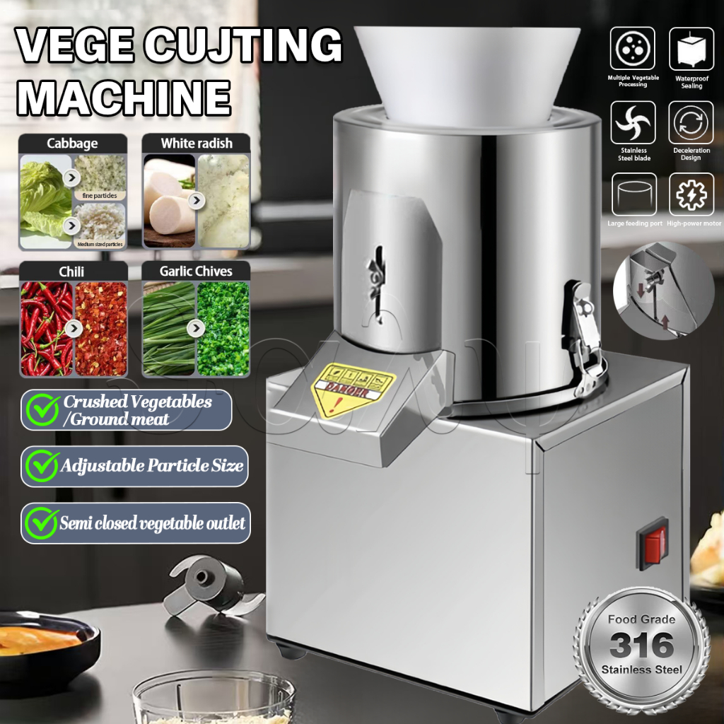 Stainless Steel Bucket Type Vegetable Chopper Fully Automatic 40-60KG Hour Commercial Household Electric Cutter Machine Shredder Slicer Mesin Pengisar Kisar Bawang Merah Cili