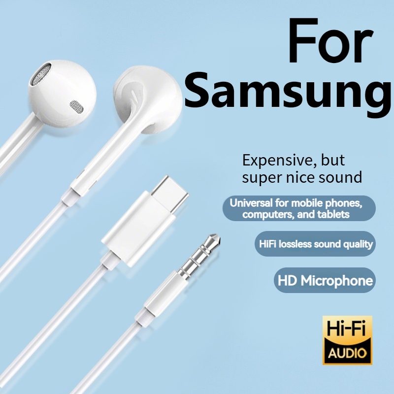 Samsung-Exclusive Wired earphones type c 3.5mm with mic high quality original headphones noise cancelling earbuds microphone gaming headset