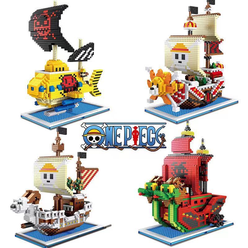 Compatible with LEGO micro particle building blocks, One Piece Pirate King pirate ship Sonny, Wanli Sunshine, Lufei Qiaoba children's building blocks