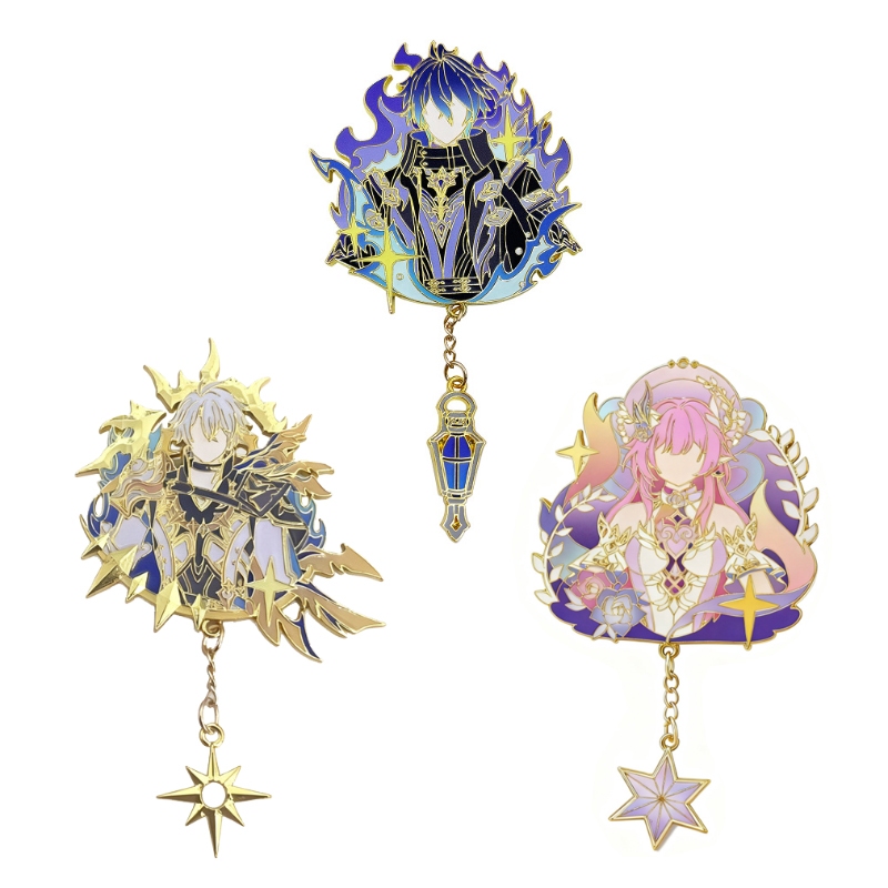 Honkai：Star Rail Cyrene Elysia 2 in 1 Genshin Impact Brooch Metal miko Hutao Xiao pin gift
