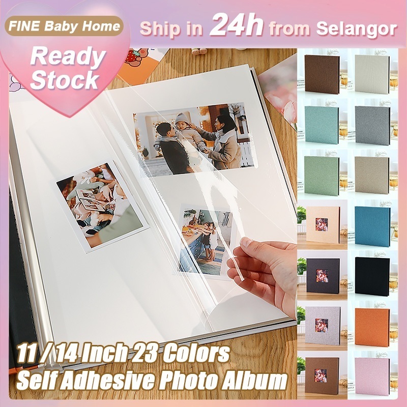 【Ship in 24h】Self Adhesive Photo Album 11 Inch Linen Cover Covered With Film DIY Photo Book 40 Pages Large Capacity Photobook Album