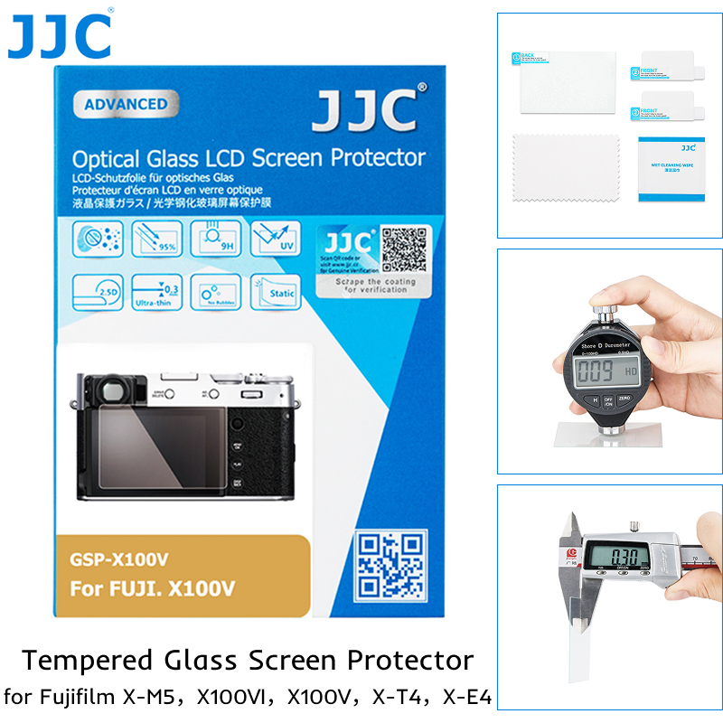JJC Tempered Glass Screen Protector for Fujifilm Fuji X-M5 XM5 X100VI X100V X-T4 X-E4 XT4 XE4 Camera LCD Scratch-Resistant and Dust-proof Protective Film Glass Sticker