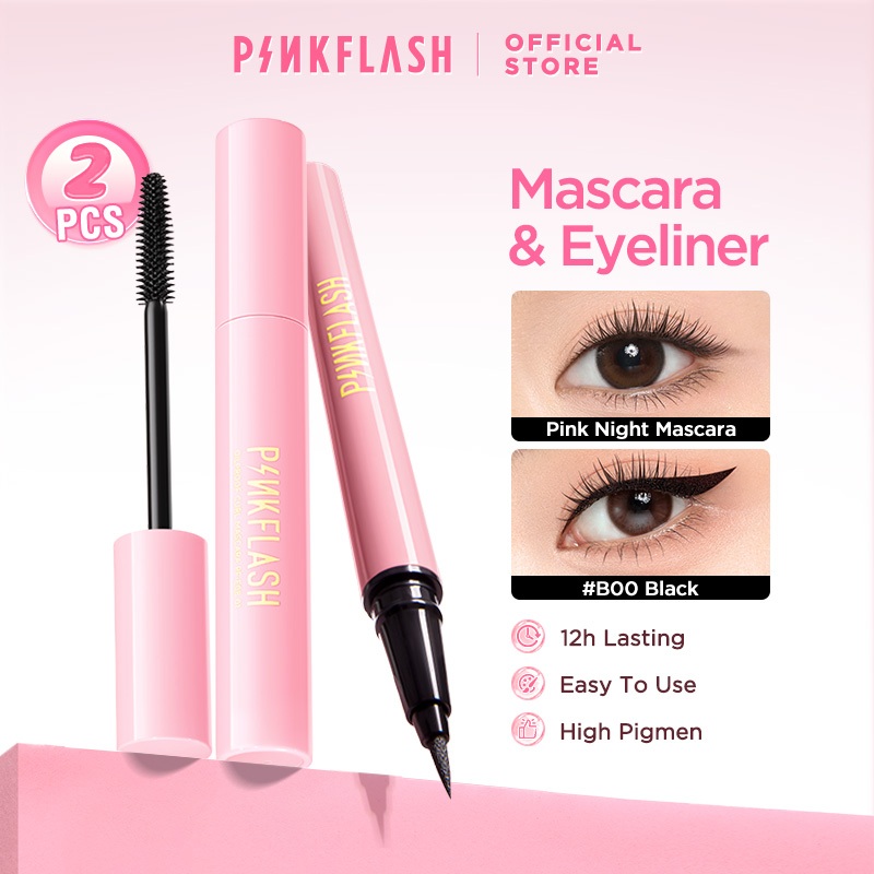 PINKFLASH  2PCS Eye Makeup Set Ohmywink Waterproof Pink Mascara & Eyeliner