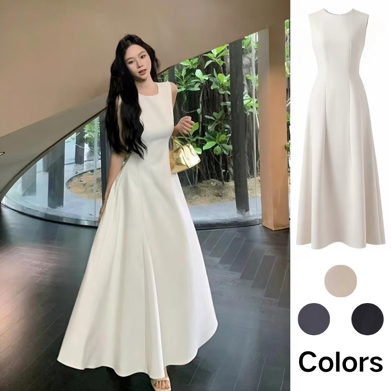 ?XZSS?Dress Women A-Line Skirt High Quality Elegant Sleeveless Slim Fit Design