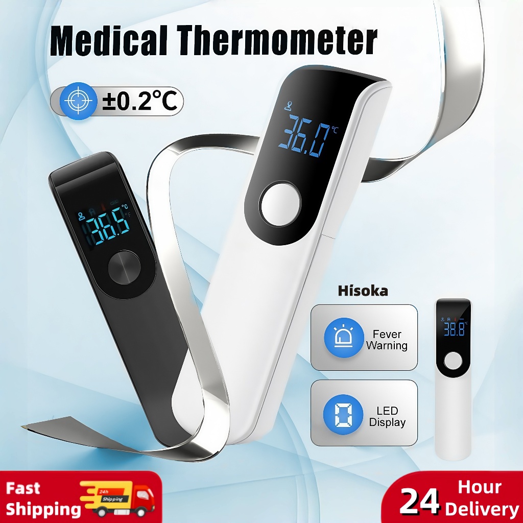【Local delivery】HisoKa【LED】 Premium Quality Thermometer Baby Thermometer Infrared Forehead Thermometer Gun Termometer Digital Baby Temperature Scanner Meter Body Check Fever warning 温度计