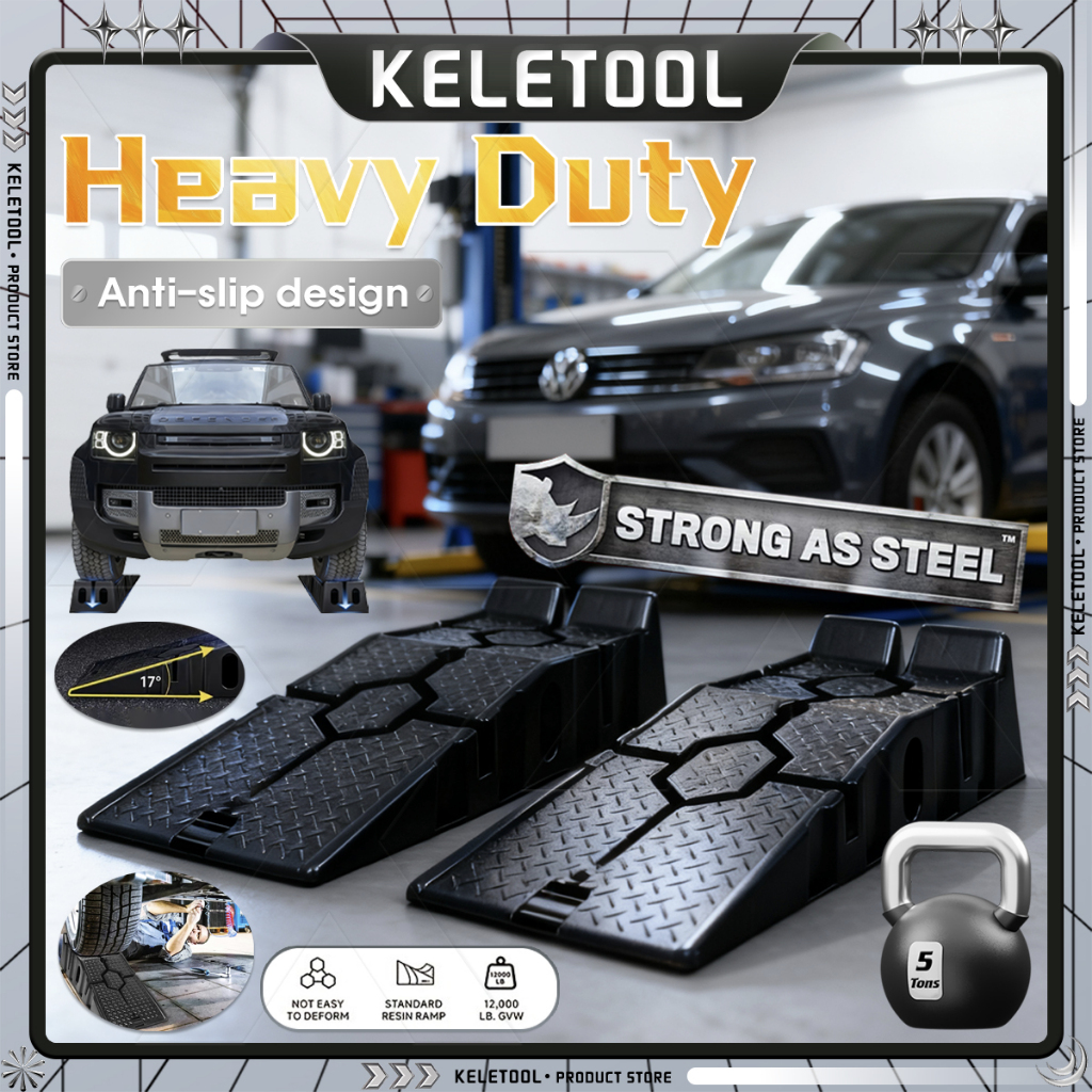 Car Ramps 1 Pair (2 Pcs) Heavy Duty Plastic Car Ramps Car Vehicle Truck Repairing Hand Tool Car Jack Ramps Maintenance Car Oil Changing Threshold Ramp