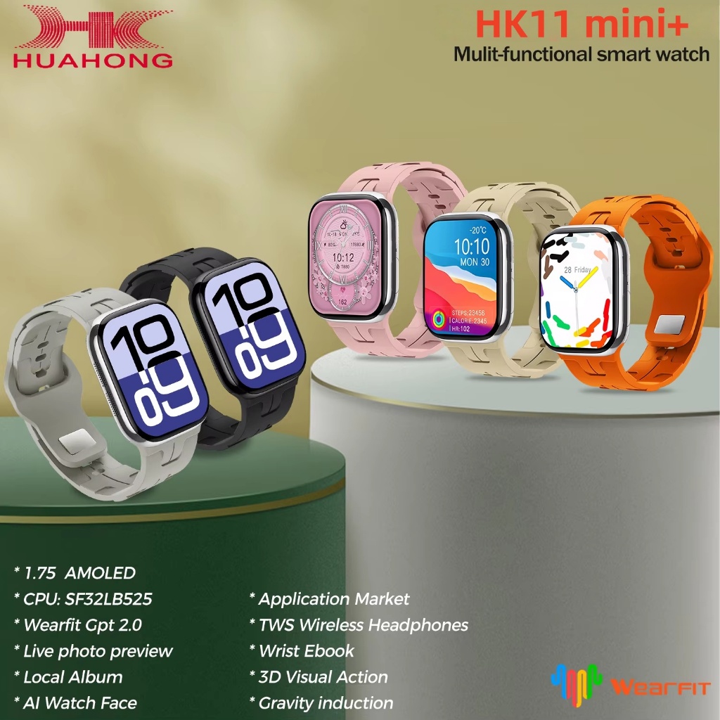 2025 New HK11 Mini Plus Smart Watch 1GB BT Call Man Woman Music AI Album Navigation 2.0 Gravity Sensing 1.75 "AMOLED ChatGPT 3D Menu