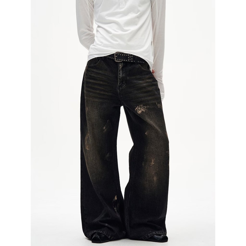 Vibe straight leg jeans men's loose wide leg pants